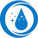 Blue icon of a water droplet with cleaning symbols on a white background
