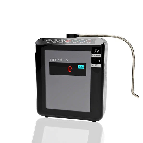 Life Ionizer MXL-5 countertop alkaline water ionizer machine front view on white background