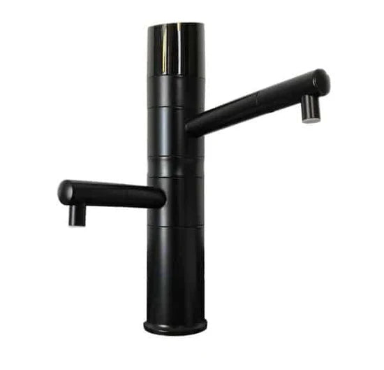 Black faucet on a white background
