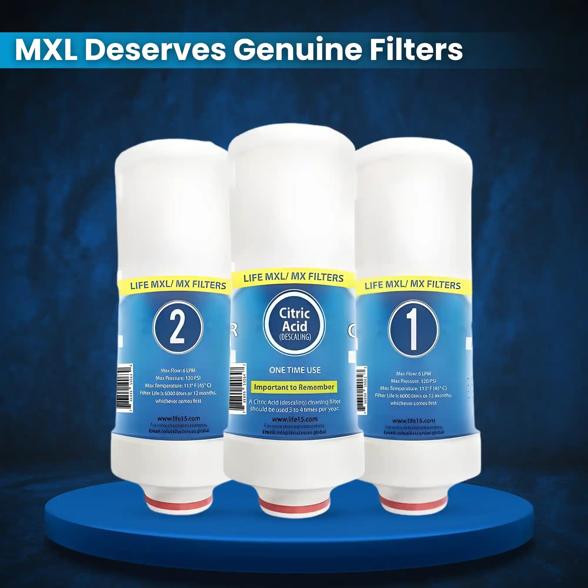 Use genuine MXL replacement filters for optimal performance and long-lasting ionizer efficiency