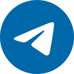 Telegram logo with a blue circle and white arrow inside